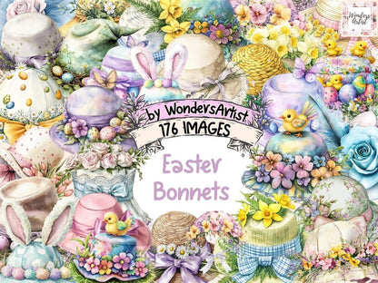 Easter Bonnets Watercolor Clipart Bonnet Clipart - Wonders Artist