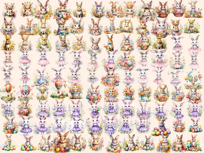 Easter Bunnies Watercolor Clipart bunny clipart - Wonders Artist