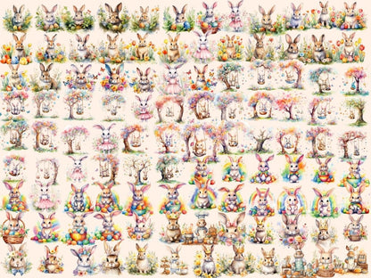 Easter Bunnies Watercolor Clipart bunny clipart - Wonders Artist
