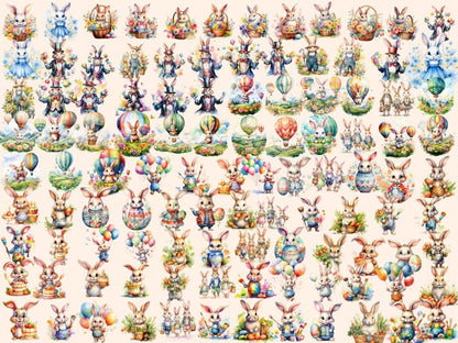 Easter Bunnies Watercolor Clipart bunny clipart - Wonders Artist