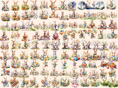 Easter Bunnies Watercolor Clipart bunny clipart - Wonders Artist