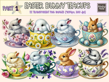 Easter Bunny Teacups Clipart baby bunny png - Wonders Artist