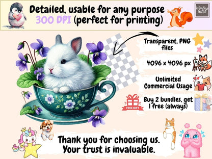 Easter Bunny Teacups Clipart baby bunny png - Wonders Artist