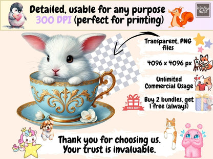 Easter Bunny Teacups (P2) Clipart baby bunny png - Wonders Artist