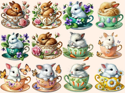 Easter Bunny Teacups (P2) Clipart baby bunny png - Wonders Artist