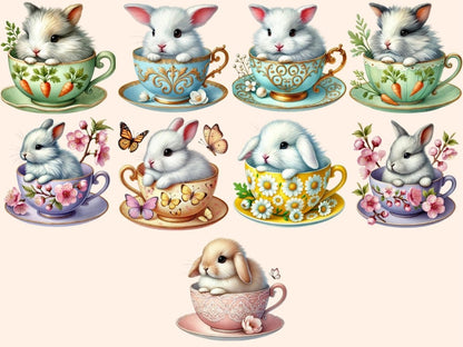 Easter Bunny Teacups (P2) Clipart baby bunny png - Wonders Artist