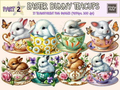 Easter Bunny Teacups (P2) Clipart baby bunny png - Wonders Artist