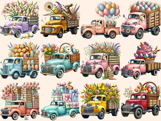 Easter Bunny Trucks Clipart