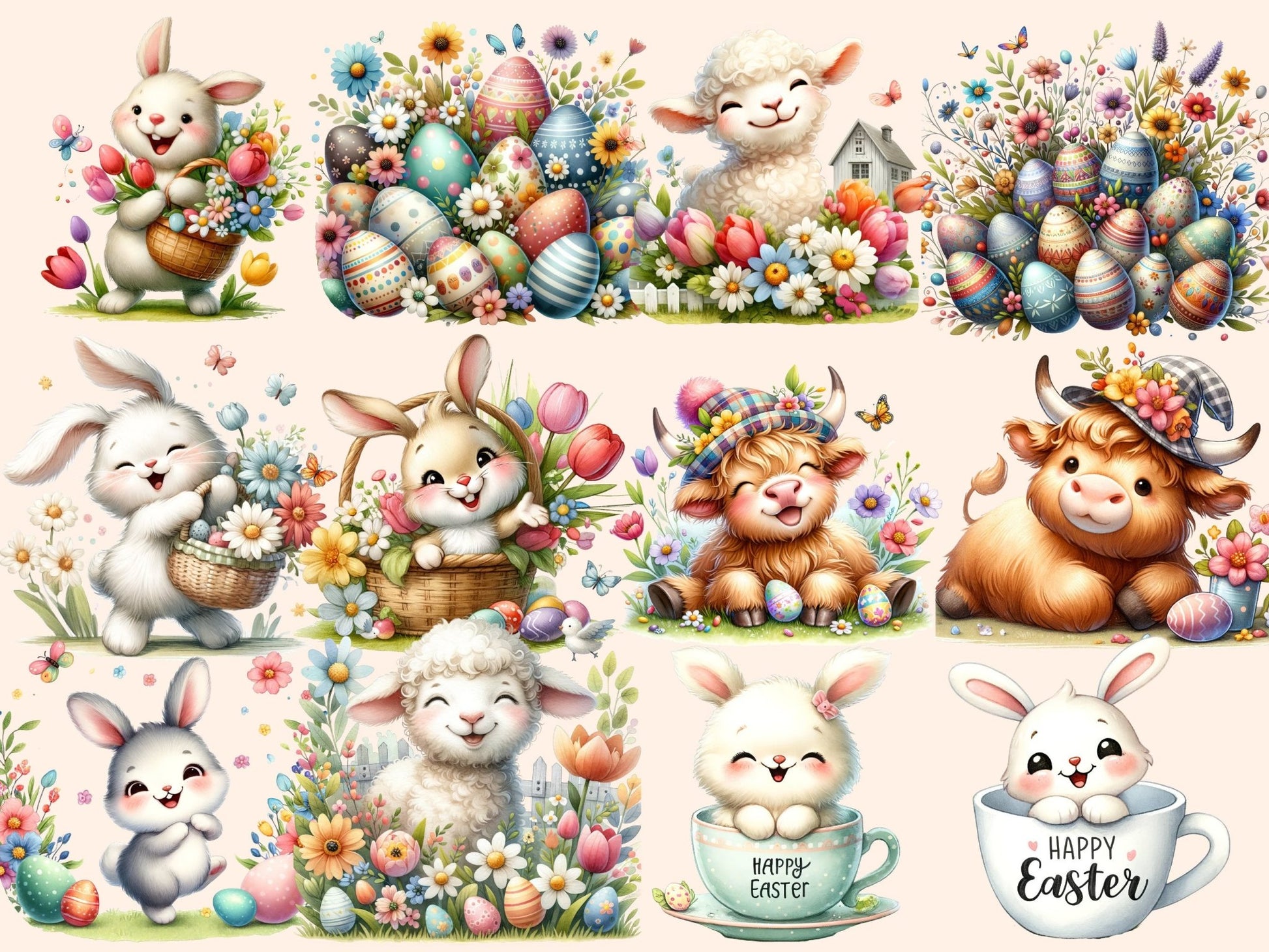 Easter Clipart - High - Quality Instant Digital Download for Creative Projects