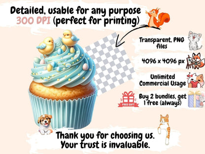 Easter Cupcakes Clipart bunny cupcake art - Wonders Artist