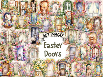 Easter Doors Watercolor Clipart door clipart - Wonders Artist