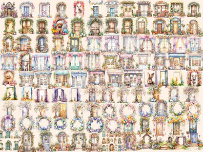 Easter Doors Watercolor Clipart door clipart - Wonders Artist