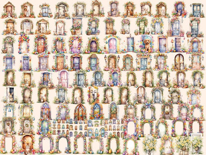 Easter Doors Watercolor Clipart door clipart - Wonders Artist