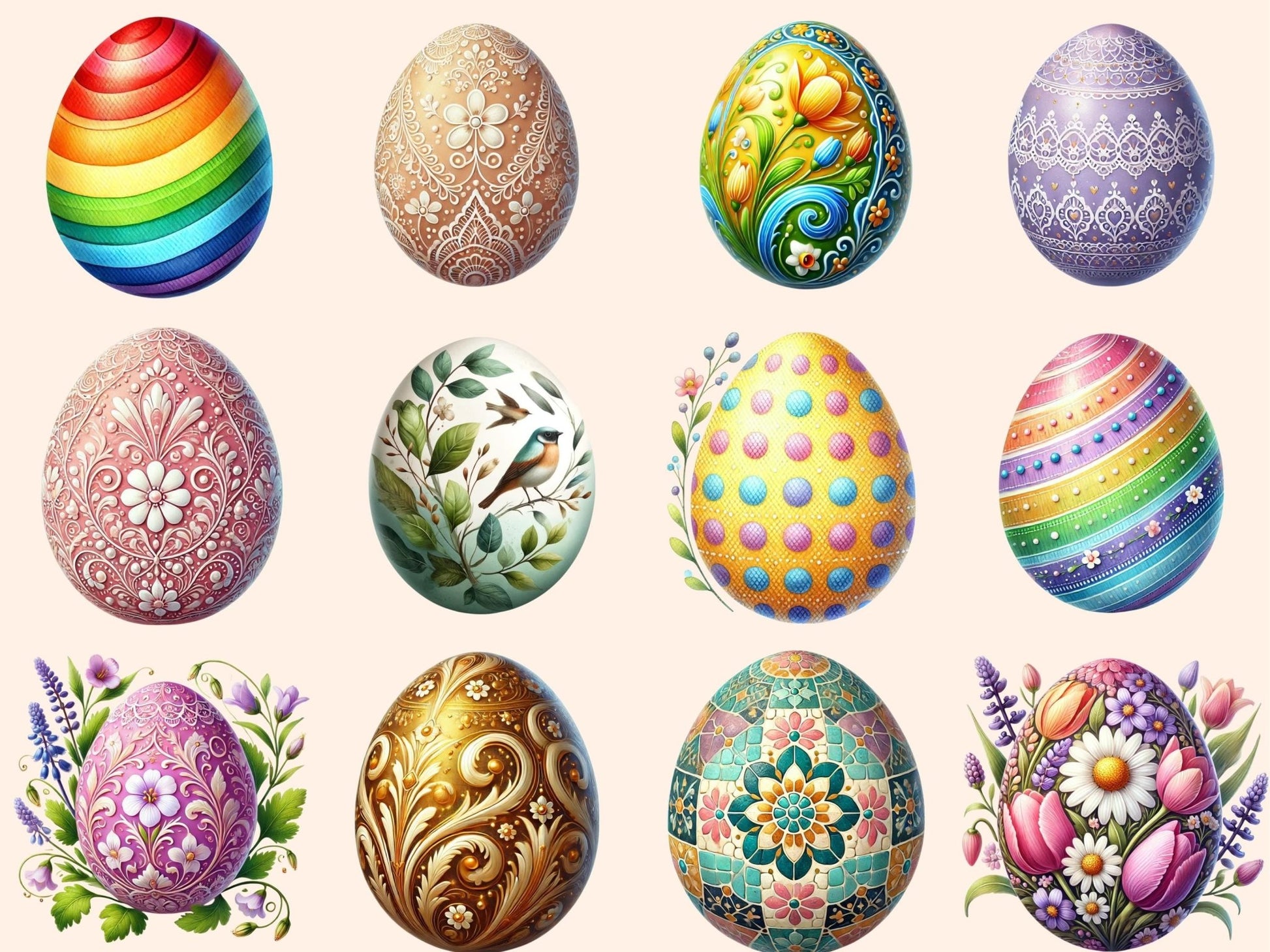 Easter Eggs (P1) Clipart - High - Quality Instant Digital Download for Creative Projects