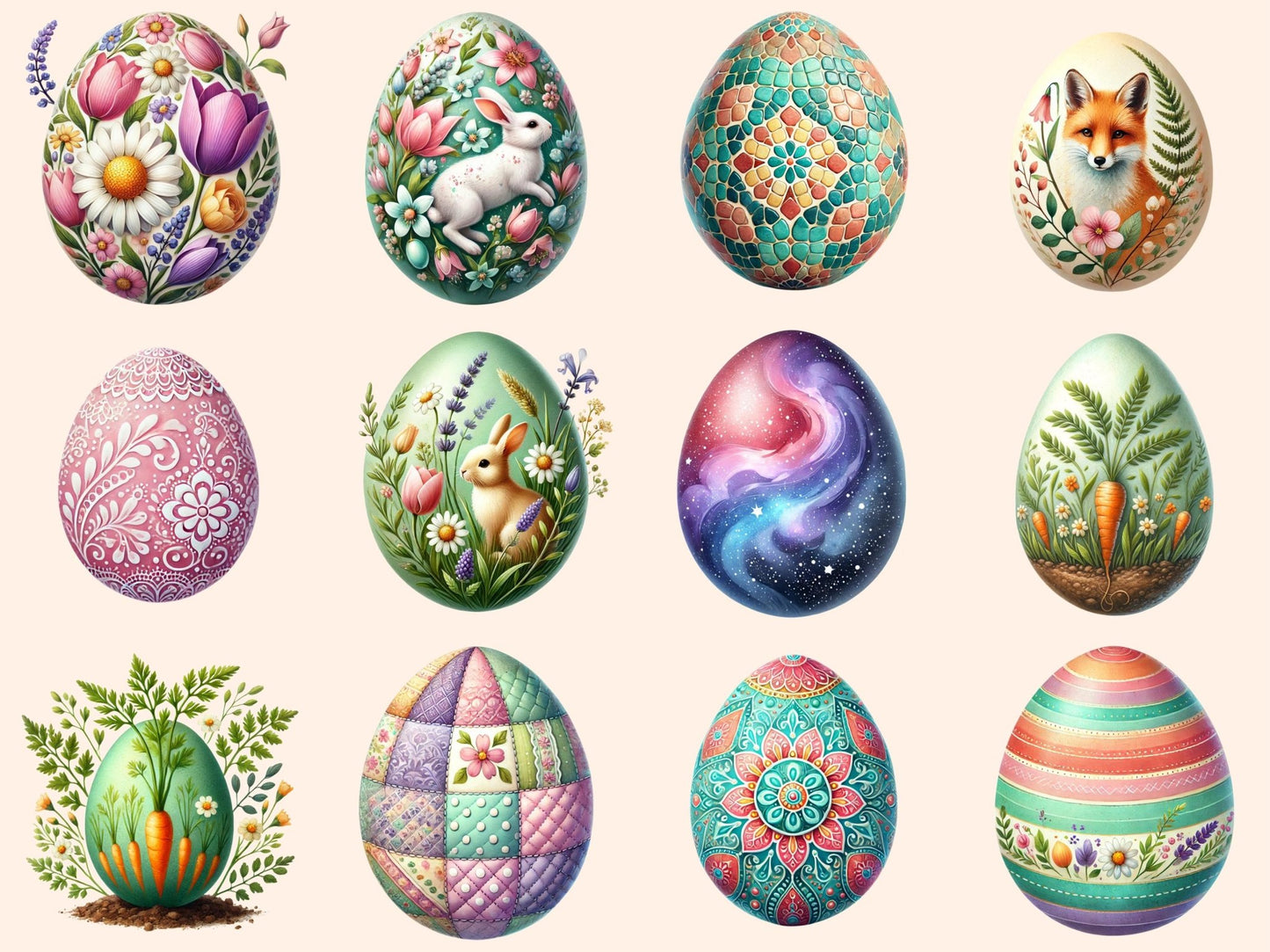 Easter Eggs (P2) Clipart - High - Quality Instant Digital Download for Creative Projects