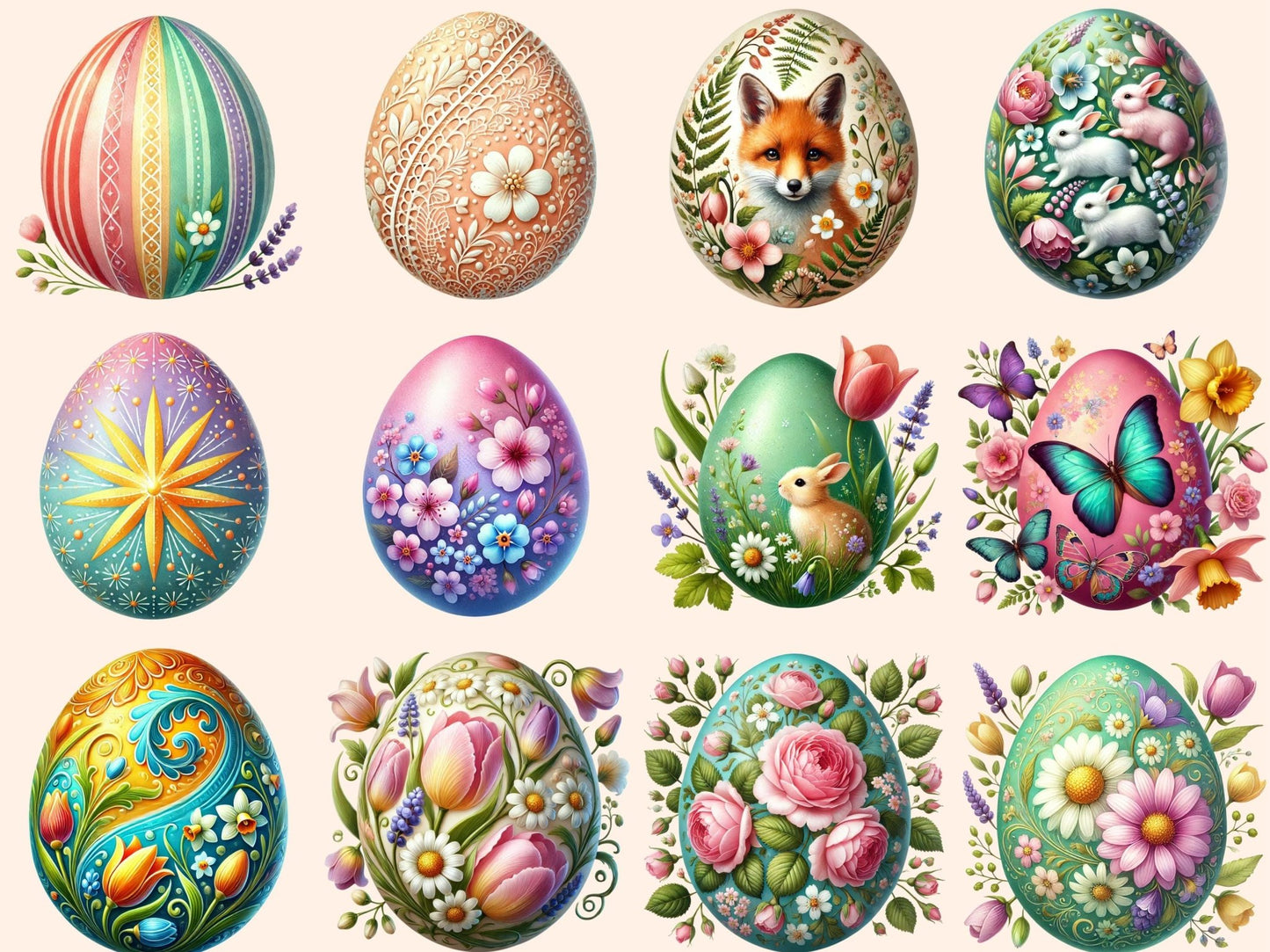 Easter Eggs (P3) Clipart - High - Quality Instant Digital Download for Creative Projects