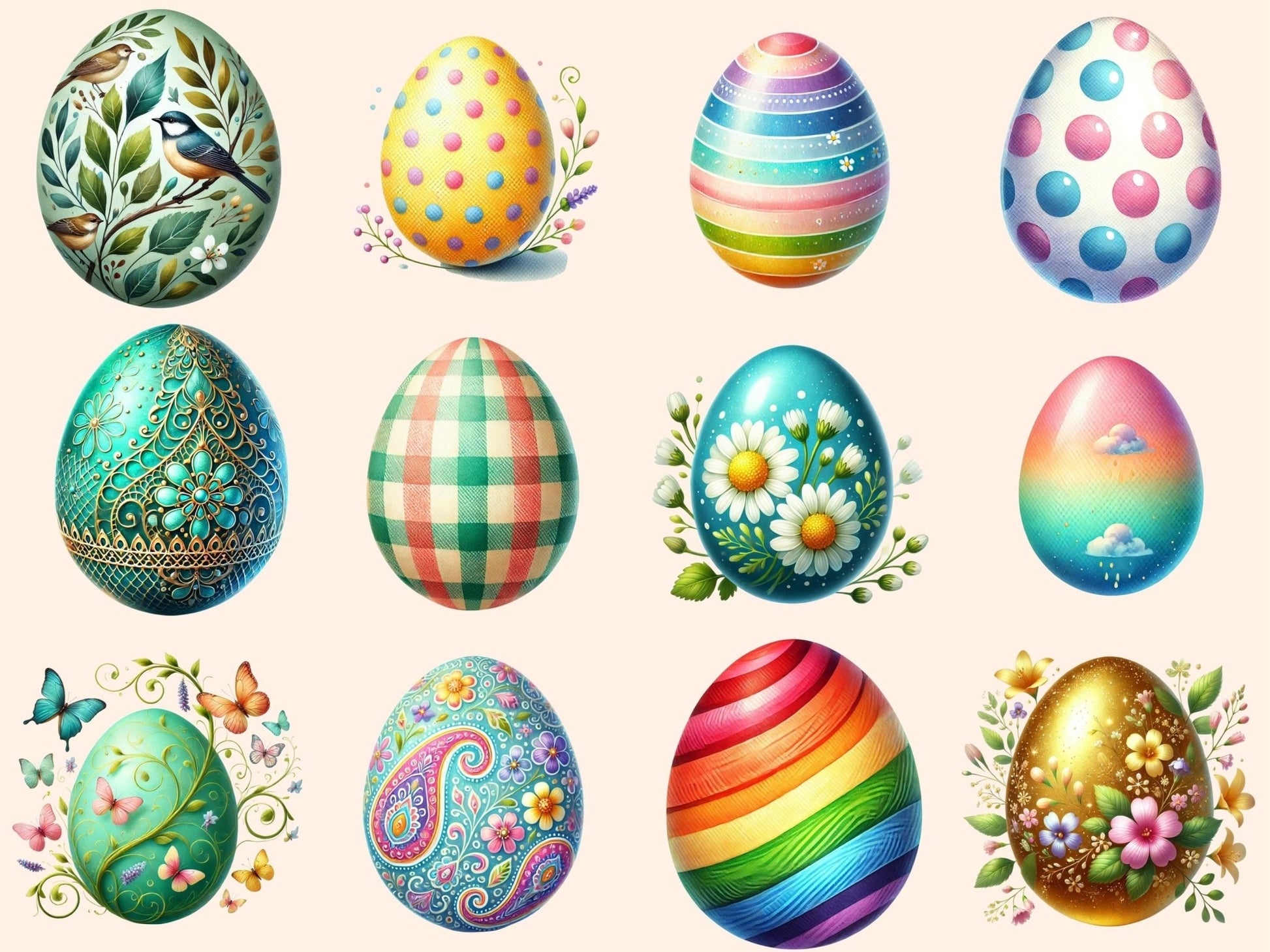 Easter Eggs (P3) Clipart - High - Quality Instant Digital Download for Creative Projects