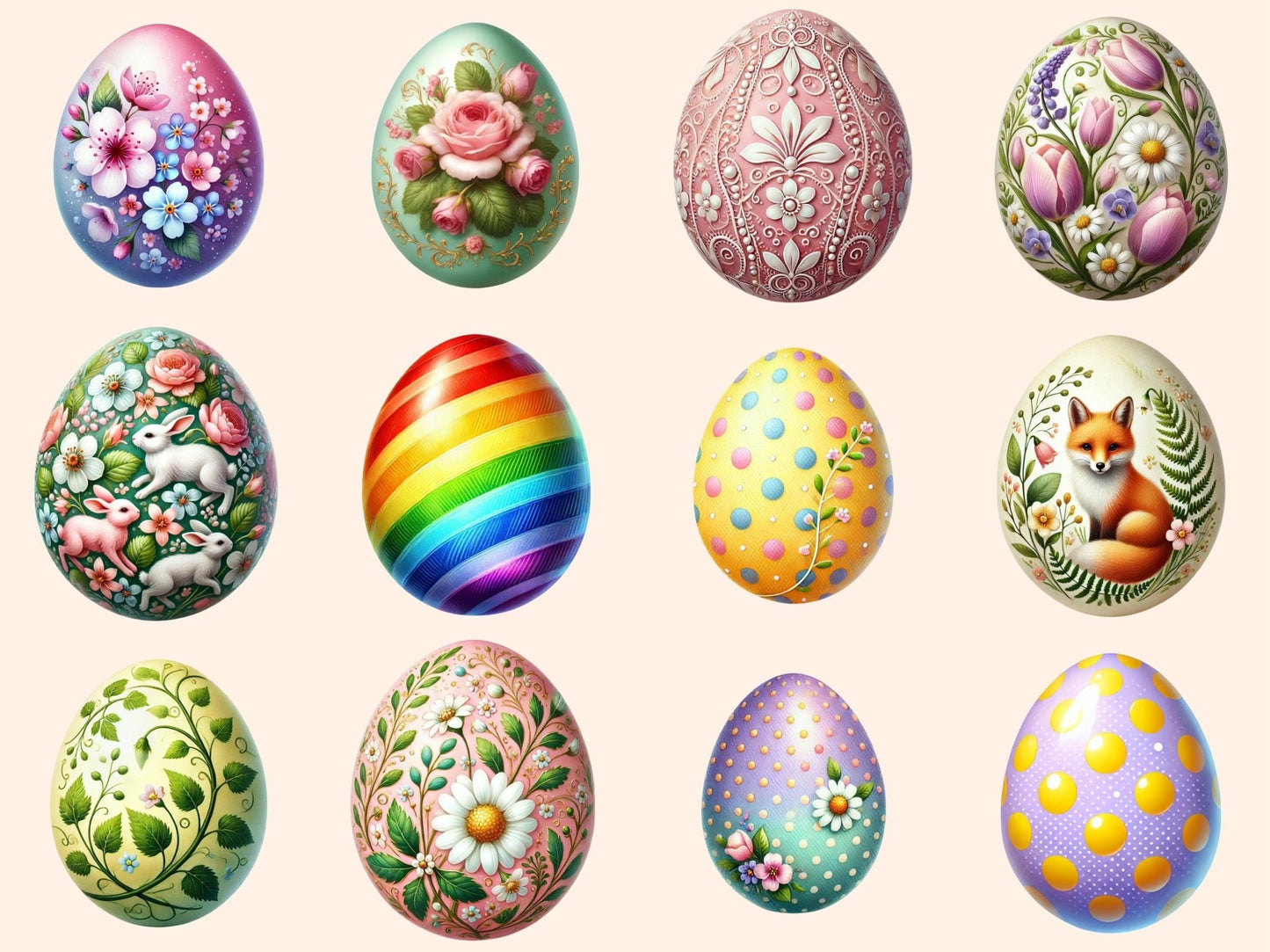 Easter Eggs (P4) Clipart - High - Quality Instant Digital Download for Creative Projects