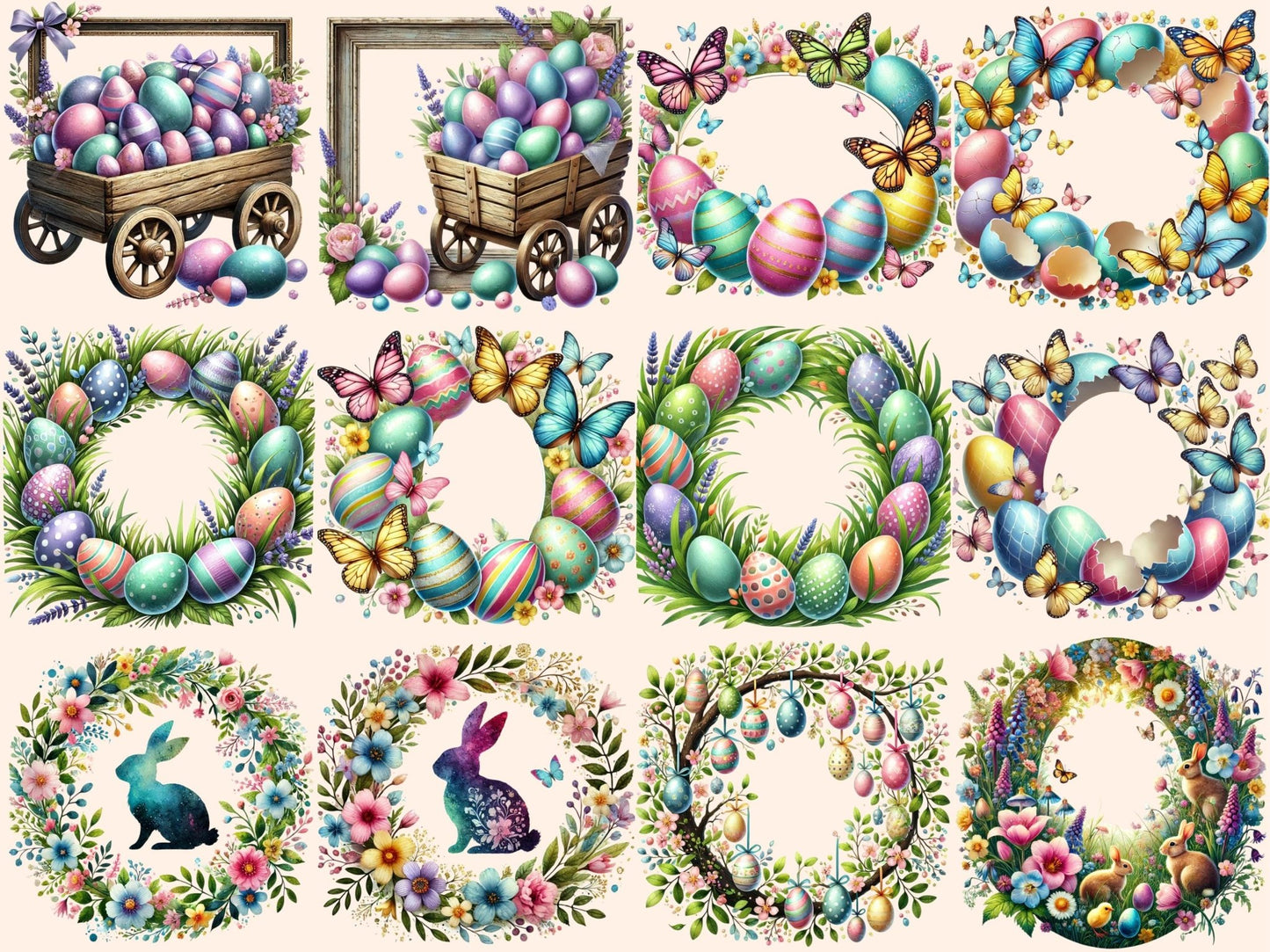 Easter Frames (P2) Clipart - High - Quality Instant Digital Download for Creative Projects