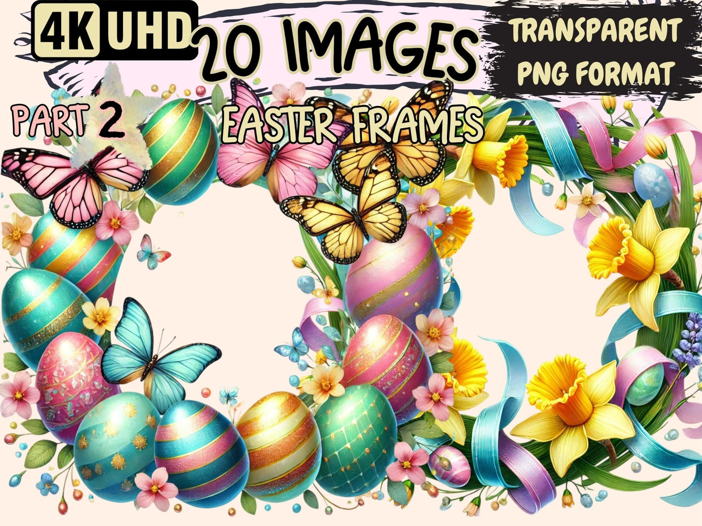 Easter Frames (P2) Clipart - High - Quality Instant Digital Download for Creative Projects