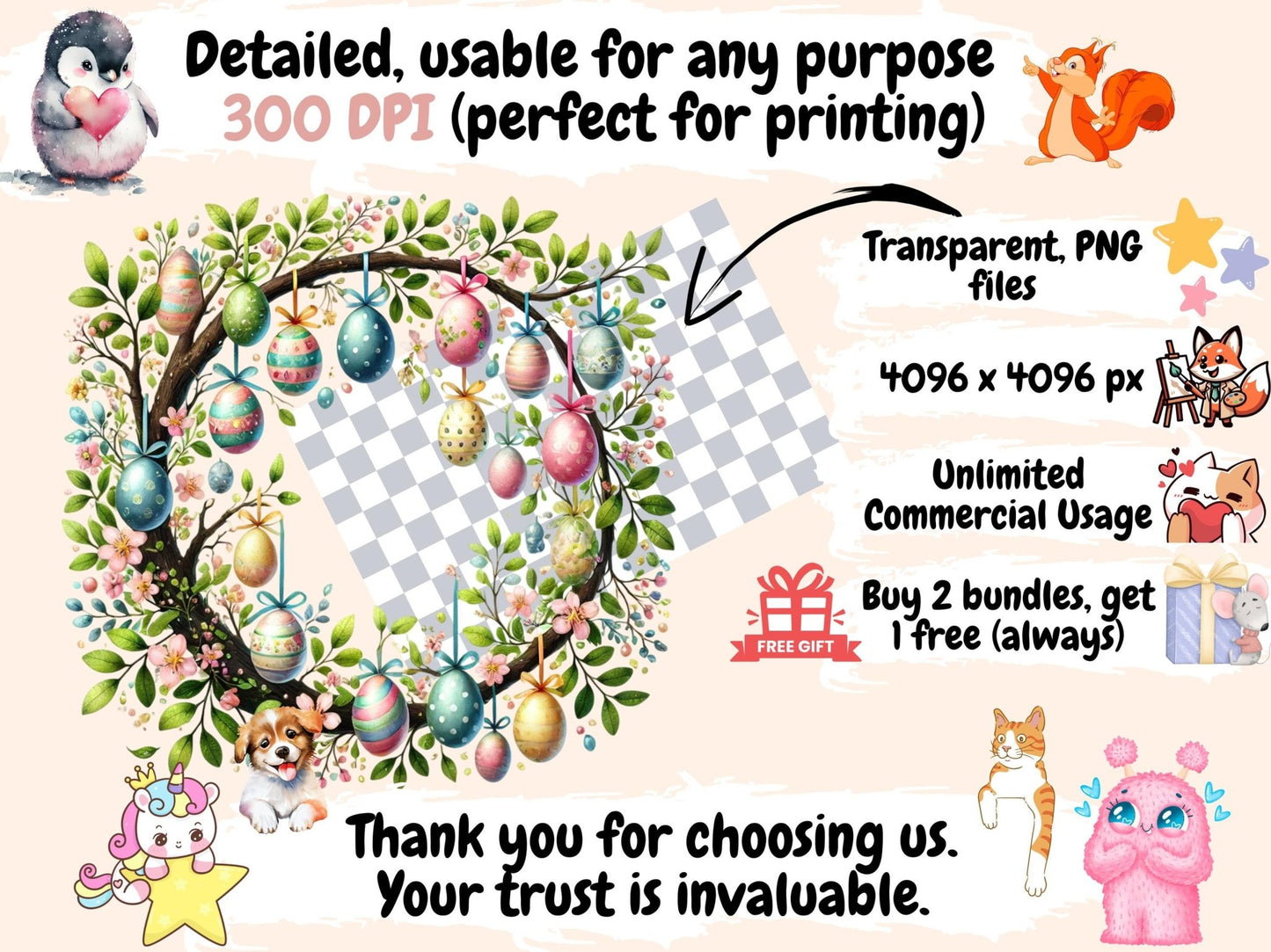 Easter Frames (P2) Clipart - High - Quality Instant Digital Download for Creative Projects