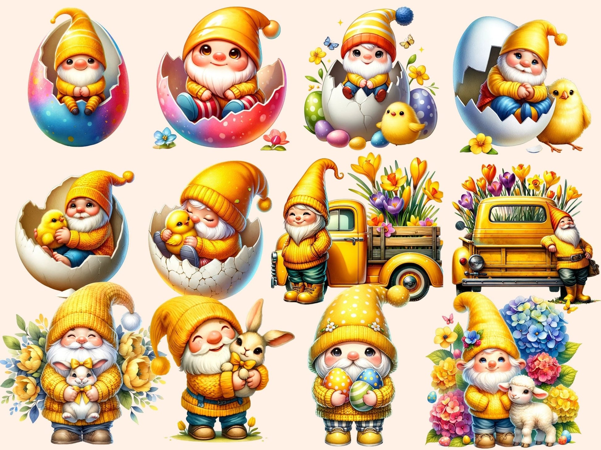 Easter Gnomes Clipart - High - Quality Instant Digital Download for Creative Projects