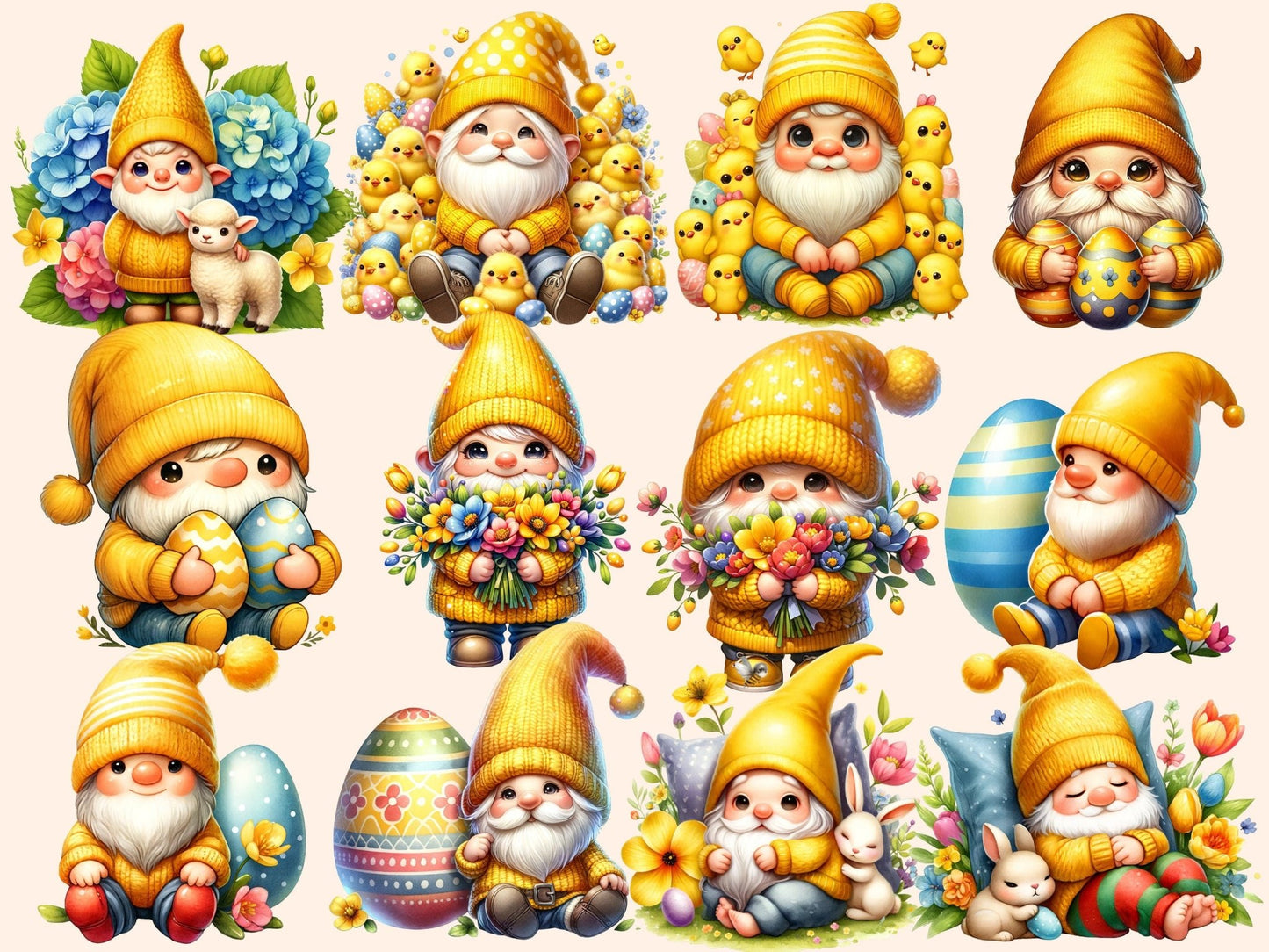 Easter Gnomes Clipart - High - Quality Instant Digital Download for Creative Projects