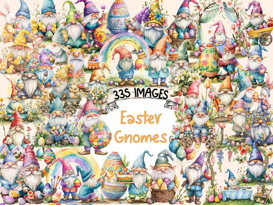 Easter Gnomes Watercolor Clipart - High - Quality Instant Digital Download for Creative Projects