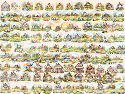 Easter Houses Watercolor Clipart easter clipart - Wonders Artist