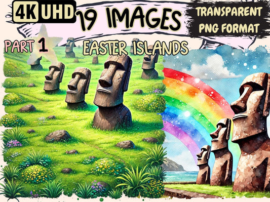 Easter Islands Clipart - High - Quality Instant Digital Download for Creative Projects