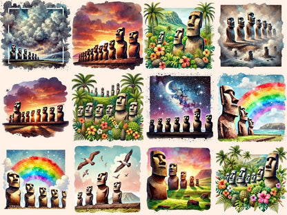 Easter Islands Clipart Easter Island Art - Wonders Artist