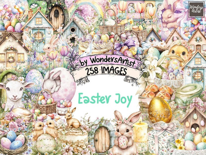 Easter Joy Watercolor Clipart bunny clipart - Wonders Artist