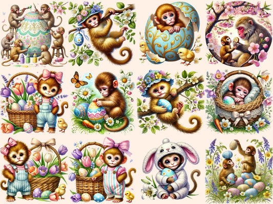 Easter Monkeys Clipart