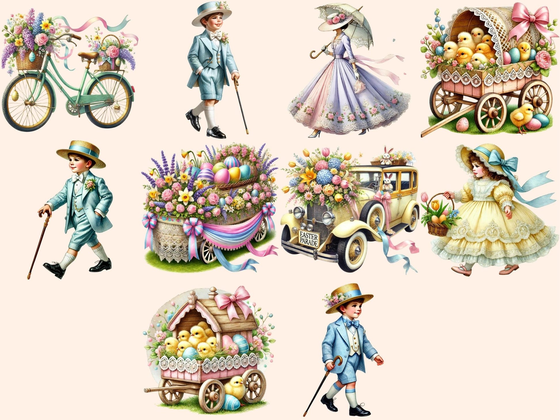 Easter Parade (P1) Clipart - High - Quality Instant Digital Download for Creative Projects