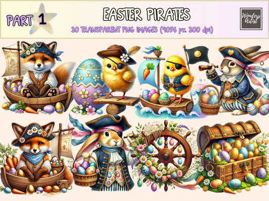 Easter Pirates Clipart - High - Quality Instant Digital Download for Creative Projects