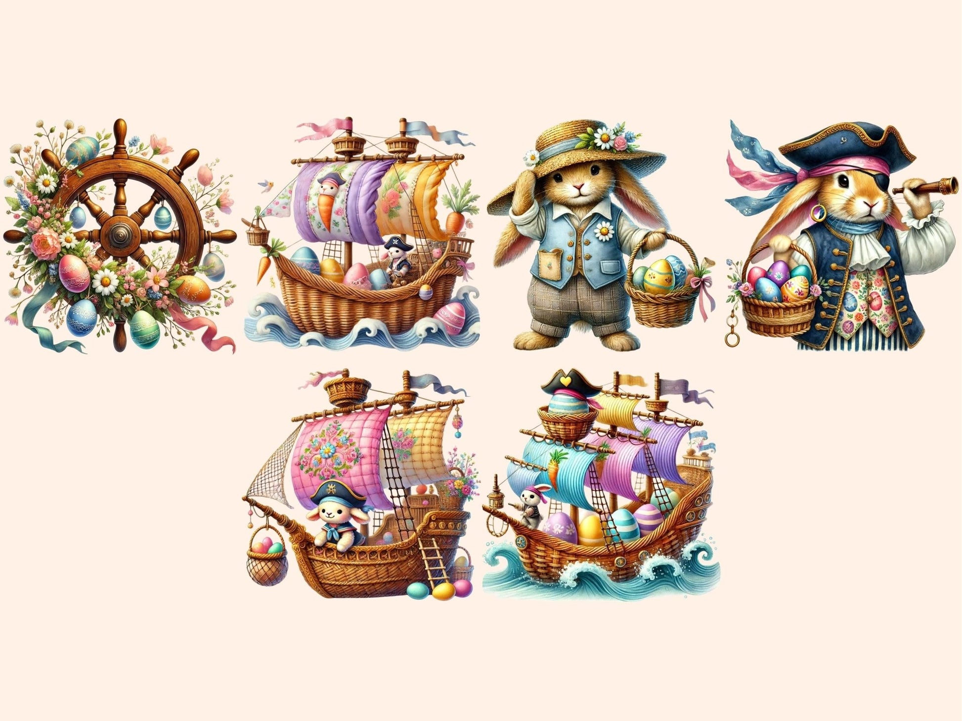 Easter Pirates Clipart - High - Quality Instant Digital Download for Creative Projects