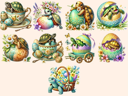 Easter Turtles Clipart - Wonders Artist