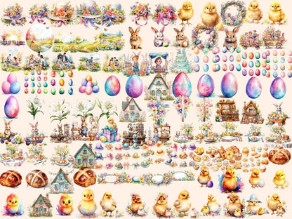 Easter Watercolor Clipart cute easter png - Wonders Artist