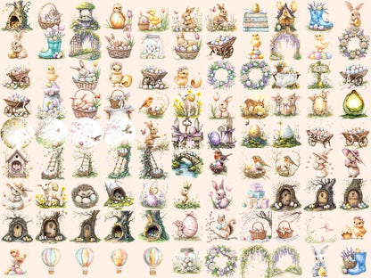 Egg Hunt Watercolor Clipart bunny clipart - Wonders Artist