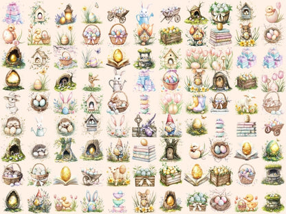 Egg Hunt Watercolor Clipart bunny clipart - Wonders Artist