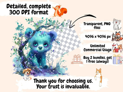 Elderwood Bears Watercolor Clipart bear clipart - Wonders Artist