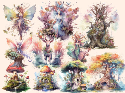 Elderwood Fairies Watercolor Clipart fairies clipart - Wonders Artist