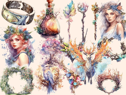 Elderwood Fairies Watercolor Clipart fairies clipart - Wonders Artist