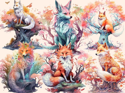Elderwood Foxes Watercolor Clipart fairytale clipart - Wonders Artist