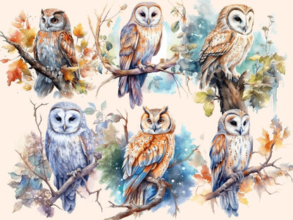 Elderwood Owls Watercolor Clipart fairy owl - Wonders Artist