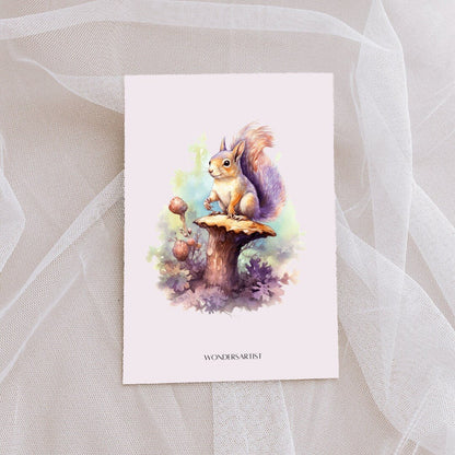 Elderwood Squirrels Watercolor Clipart fairy forest - Wonders Artist
