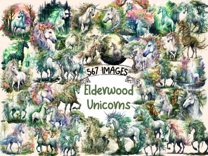 Elderwood Unicorns Watercolor Clipart elderwood clipart - Wonders Artist