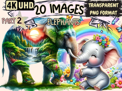 Elephants (P2) Clipart Cute elephant art - Wonders Artist