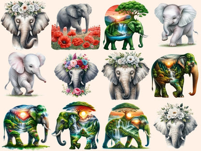 Elephants (P2) Clipart Cute elephant art - Wonders Artist