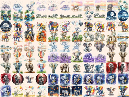 Elephants Watercolor Clipart african animals png - Wonders Artist